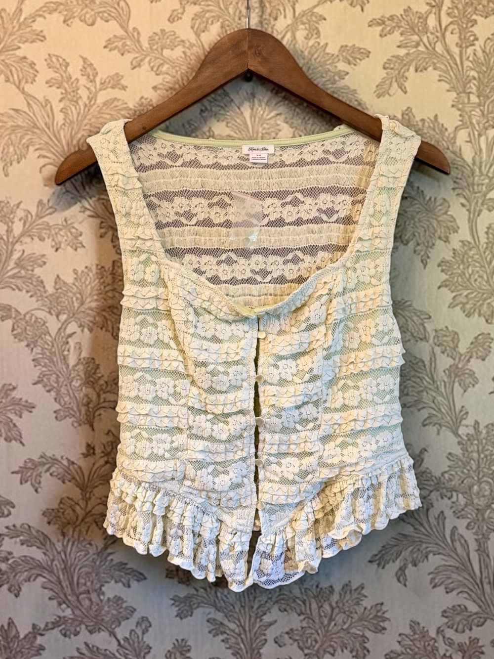 Lacy Ruffled Button-front Corset Top - Picture 3 of 7